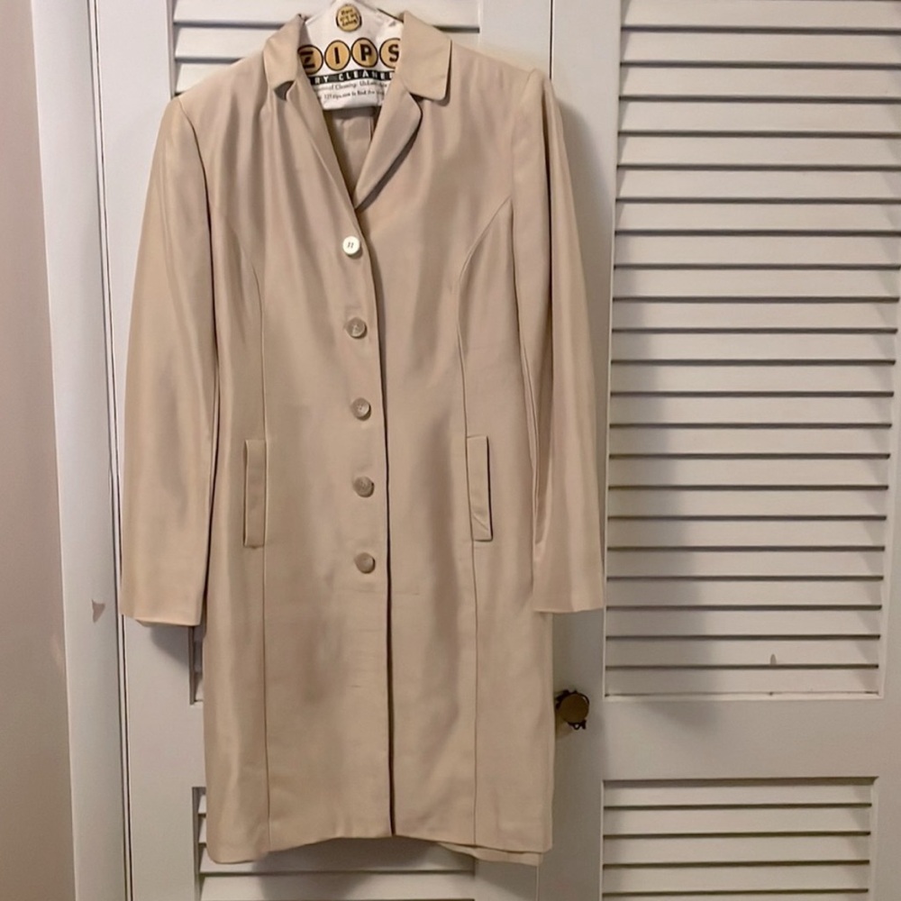 Ann Taylor Cream Single-Breasted Long Coat